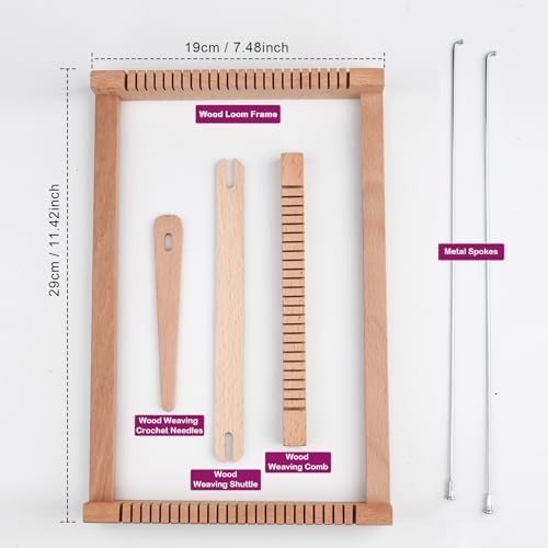 LYKTRIX Weaving Loom for Kids, Wooden Weaving Kit, Loom Kit for Kids Ages 8-12, Great Knitting Looms for Beginners and Girls Over 6 Years Old, Contains Enough Weaving Yarn 11.4" x 7.5"