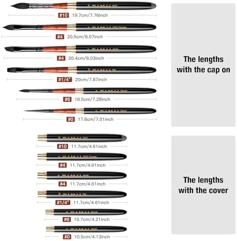 Travel Watercolor Brushes, Fuumuui Professional 6pcs Natural Soft Squirrel Hair Watercolor Travel Brush Set with Graphite Tip Pen Perfect for Watercolor Gouache Ink Painting
