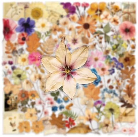 200PCS Transparent Flora Scrapbook Stickers, Vintage Aesthetic Flowers Sticker for Scrapbooks Travel Journal, Vinyl Waterproof for Water Bottles Laptop Phone Scrapbook Supplies DIY Crafts(flower-200)