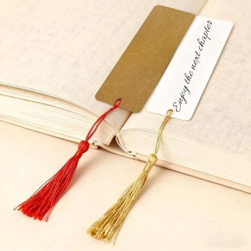 Blank Bookmarks to Decorate with 60Pcs Colorful Tassels, DIY White Cardstock Bookmarks Bulk,Craft Paper Book Marks for DIY Art Projects School Supply Gifts Tags 6.5x2.2 Inch