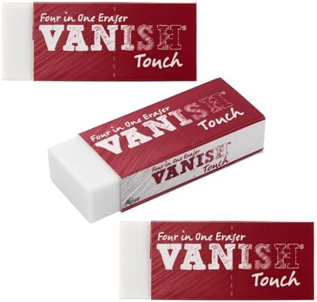 Acurit Vanish Touch Artist Eraser, Latex-Free, 3 Pack - Soft, Flexible Pencil Erasers, Sketching Supplies W/Protective Sleeve - Graphite, Charcoal, Pastel Compatible