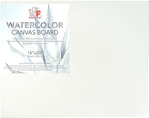 FREDRIX Artist Series Primed Watercolor Archival Canvas Board, 16" x 20"