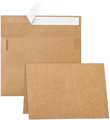 Silunkia 100 Packs Brown Blank Greeting Cards with Envelopes 5 x 7