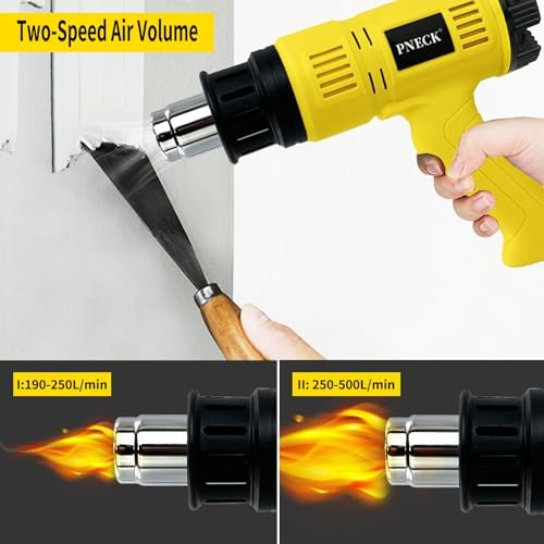Heat Gun 2000W, 140°F-1202°F Variable Temperature with 2 Speeds, Fast Heating Heavy Duty Hot Air Gun Kit with 4 Nozzles for Crafts, Shrinking PVC, Stripping Paint