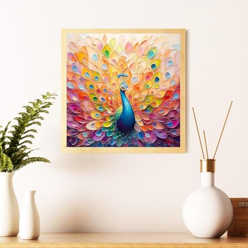 Peacock Diamond Art Kits for Adults, Diamond Painting Kits 14x14 Inch | Diamond Painting Kits for Adults Beginners, Gem Art, 5D Full Drill, DIY Arts and Crafts for Gift Home or Decor
