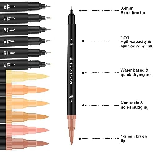 Skin Tone Markers for Coloring, Drawing Pens 12 Pack