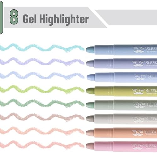 Mr. Pen- No Bleed Gel Highlighters, Assorted Colors, 8 Pack