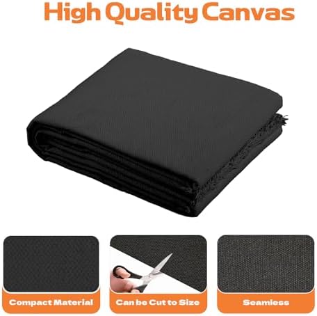 10oz Natural Cotton Blend Canvas Fabric, Duck Canvas Fabric, 60'' Wide for Arts & Crafts, Painting, Handmade Home Decor (Black, 1 Yard)