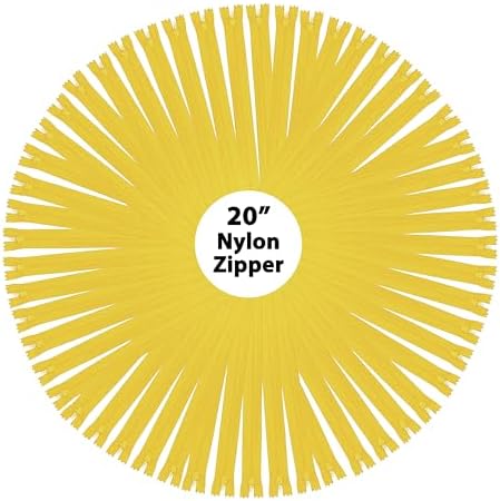 Mandala Crafts 60 Mustard Yellow Closed-End 20" Nylon Zippers for Sewing