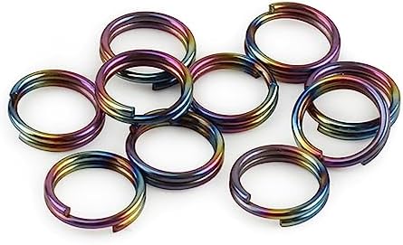 10Pcs Titanium Alloy Split Key Rings, Mini Keyrings Keychain, Colorful 10mm