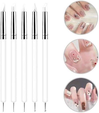 10 Pcs Silicone Clay Sculpting Tools Set, Double-Ended Dotting Tools & Silicone Brushes for Polymer Clay, Air Dry Clay, Pottery & DIY Crafting-White