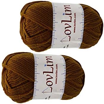 Yarn Pack, 2 skeins of 50g Each, Soft Cotton Yarn for Crochet and Knitting, Craft DK Amigurumi Yarn (Brown)