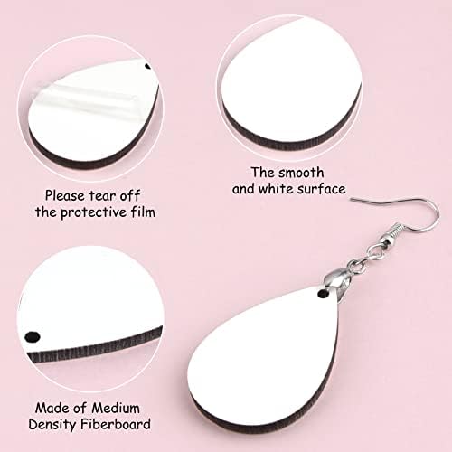 FEPITO 30pcs Sublimation Blank Earrings Kit with Hooks, Rings, Buckles, Cards & Bags for DIY Jewelry Making