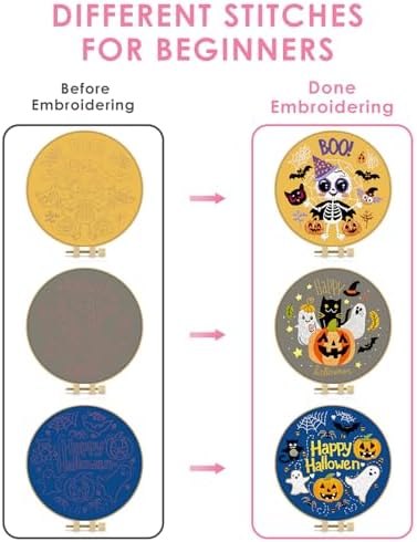 TINDTOP Halloween Embroidery Kit for Adult, Embroidery DIY Starter Kit