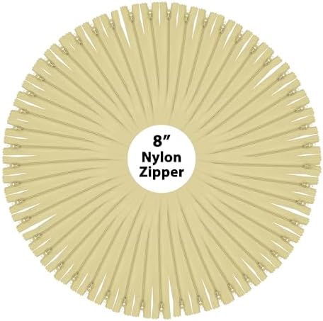 Mandala Crafts 100 PCs Beige Closed-End 8 Inches Nylon Zippers for Sewing
