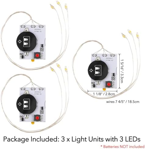 BAOFALI 3PCS Creative Easy Halo Lights & Easy Lights for DIY Light-Up Christmas Cards Making Scrapbook Decoration ; Self-Adhesive Light-Up Units with Warm White LEDs (Without Battery)
