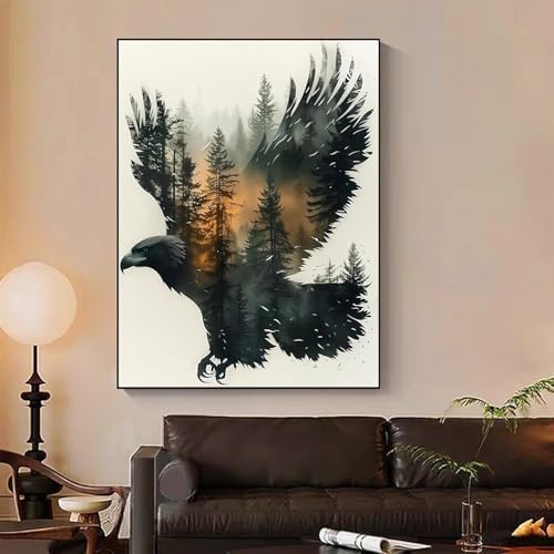 xcemhil Eagle Paint by Numbers Kit for Adults, Eagle Painting by Numbers, Adult Paint by Number Kits Suitable for Gifts and Interior Decor 16x20 Inch