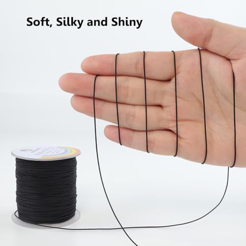 LUSTEMBER 0.8mm Nylon String, Strong Bracelet String, Durable Nylon Cord for Jewelry Making, Bracelets, Beading, Necklaces, Rattail Braiding, Kumihimo, Wind Chimes, Blinds and Handicrafts (Pack of 2)