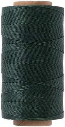 Round Waxed Polyester Thread 0.55mm, 440 Yards, Dark Green, Stiff 3 Ply Leather Wax String for Hand Sewing, Beading, Knotting, Book Binding, Upholstery, Macrame Jewelry and Bracelets Making