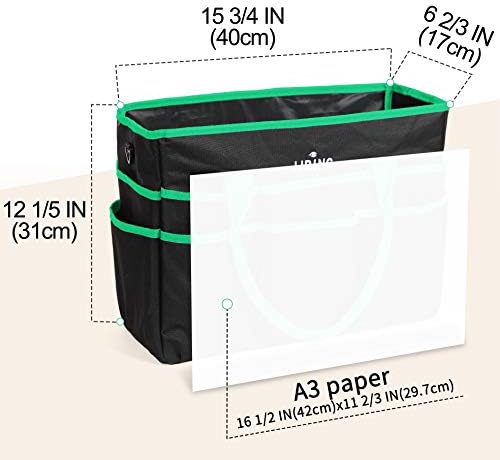 JJRING Large 600D Nylon Artist Organizer Tote Bag With 16 Pockets, Green