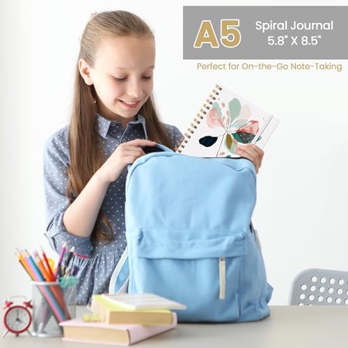Lined Spiral Journal Notebook, A5 College Ruled Notebook for Note-Taking