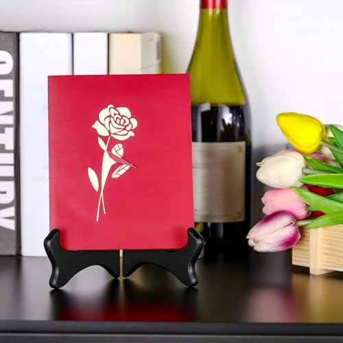 Tatuo 4 Packs Wooden Display Stand Plate Holder Easels, black, 5 Inch