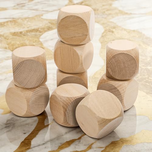 ZEAYEA 20 Pcs Blank Wooden Dice, 2 inch Unfinished Square Blocks, Blank 6 Sided Wood Cubes with Rounded Corners for Building Blocks, DIY Craft Projects, Party Supplies (Pack of 4)