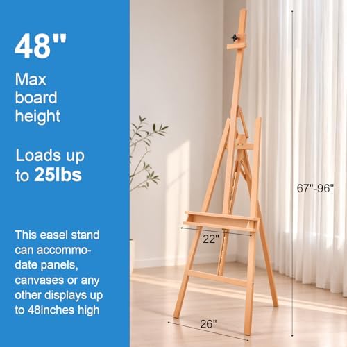 Falling in Art Large A-Frame Solid Beechwood Studio Easel for Painting