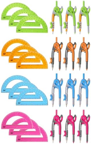 Mr. Pen- Bulk Geometry Compass and Protractor Set, 12 Sets, 6 Inch