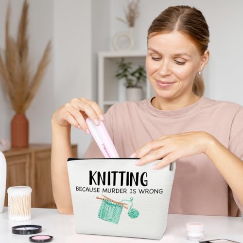 Funny Knitting Gifts Makeup Bag, Crocheting Gifts for Knitters Lovers