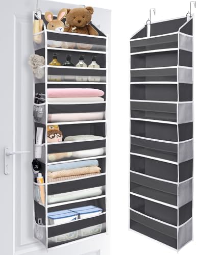 ULG Over The Door Organizer with 6 Large Pockets 12 Side Pockets, 50lbs Weight Capacity Door Hanging Organizer for Bedroom, Bathroom, Pantry, Nursery Storage, Dark Gray