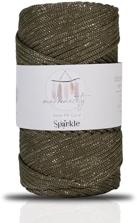 Makromecity Sparkle Polypropylene Macrame Cord 3mm x 131 Yards (394 feet) Premium Polyester Macrame Cord for Macrame Art & Crafts for Wall Hangings, Bags, Underplate, Rug