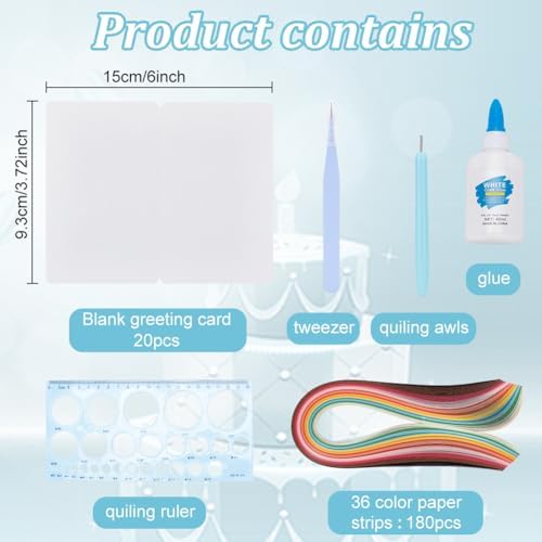 WEBEEDY 20 Sets Paper Quilling Kits for Beginners DIY Lovely Animal Quilling Card Making Kits with 36 Colors Strips, 20 Cards, Paper Quilling Tools and Supplies Home Room Wall Art Decor Creative Gift