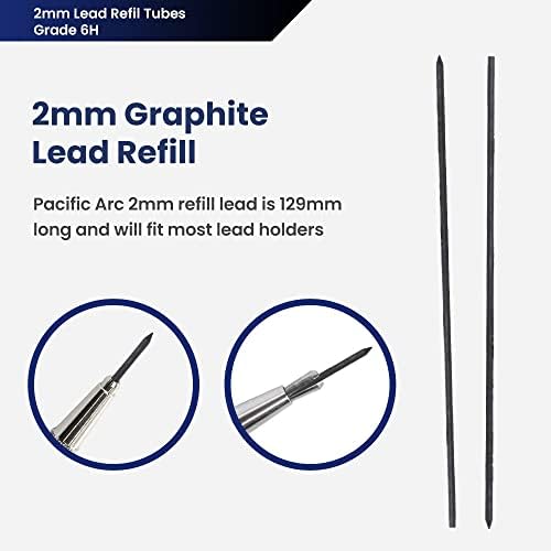 Pacific Arc Lead Holder Refill - 2mm - 2 per Tube - 6H - for Art, Sketching, Technical Drawing