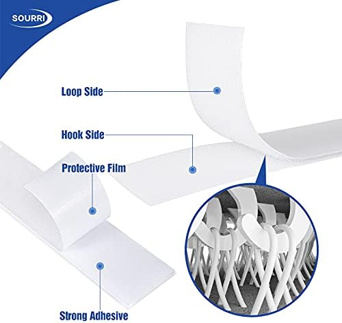 1 Inch x 26 Feet Hook and Loop Tape Sticky Back Fastener Roll, Nylon Self Adhesive Heavy Duty Strips Fastener for Home Office School Car and Crafting Organization