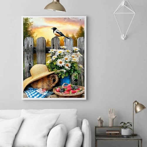 Jiqinsiye Flowers Paint by Numbers Kit for Adults,Hat DIY Painting Kits on Canvas,Fruit Color by Numbers,Large Adult Paint by Number for Gifts,Home Wall Decor