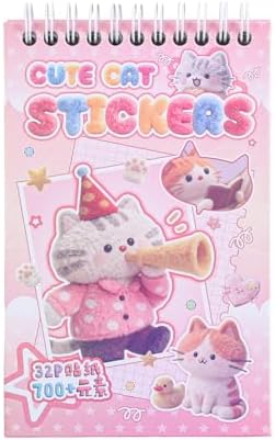 Girl's Cute Sticker Book, Cartoon Cat Theme - 700+ Cute Animal Style Foodie Stickers, for DIY Scrapbooking Journaling Handbook Decoration