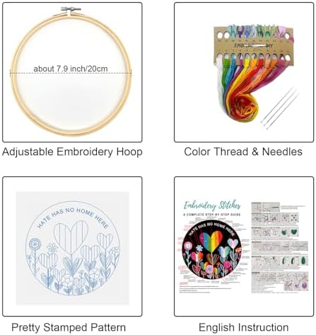 Louise Maelys LGBT Love Embroidery Kit for Beginners, Flower Pattern
