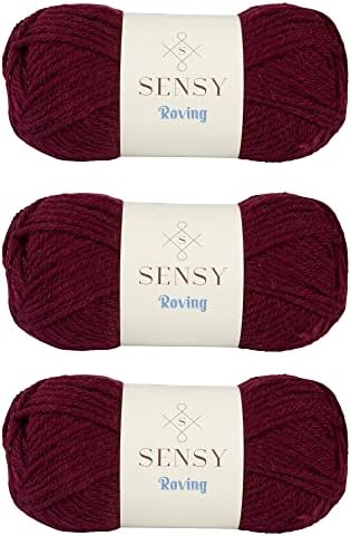 S Sensy Roving - Premium Acrylic&Wool Blend Yarn, 3 Skein Plum, 131 Yards