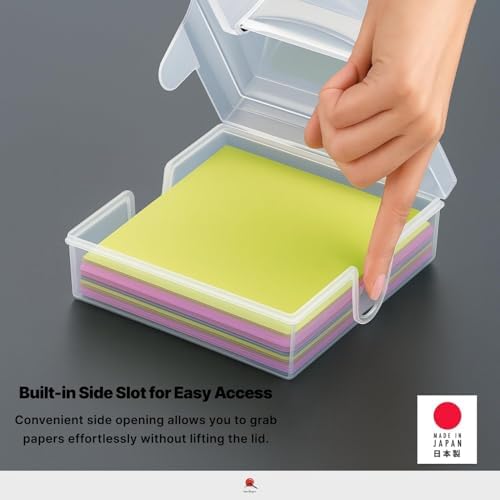 JapanBargain, 2-Pack Japanese Origami Paper Storage Box, Fits 6-inch Folding Paper up to 400 Sheets, Clear Plastic Craft Organizer for Cardstock, Stamps, Sewing Kit Tools, Made in Japan