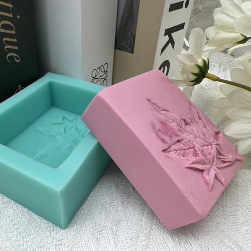 Maple Leaf Soap Mold Rectangle Soap Making Molds Plant Leaves Silicone Soap Mould for CP MP Handmade Soap Made Scented Candle Resin Aroma Plaster Art Crafts Mould Cake Mousee Ice Cube Moulds