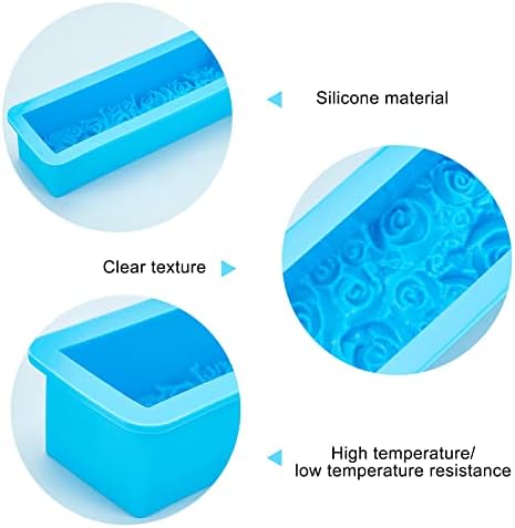 PH PandaHall Rose Loaf Mold, 22oz Flower Silicone Soap Molds 3D Embossed Crafts Mold Rectangle Resin Casting Molds for Handmade UV Resin Soap Candle Fondant Chocolate, 9.8x3.2x2.1inch 650ml