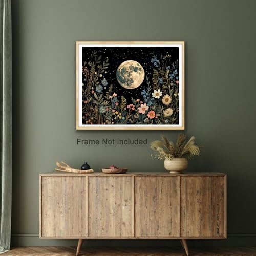 Natuyalo Paint by Numbers for Adults Beginner, Moon Phases and Flowers Adult Paint by Number Kits on Canvas, DIY Acrylic Easy Painting by Numbers for Home Wall Decor 16x20 Inch