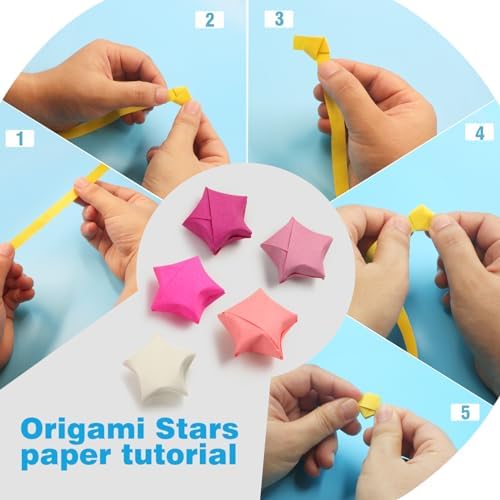 FoDau770 Solid Color Star Paper Strips - 1080 Sheet, Pink Series