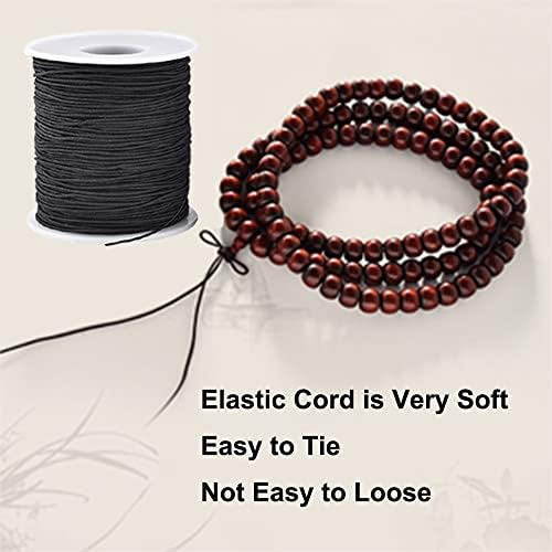 LUSTEMBER Elastic String for Bracelets, 1 mm x 110 Yards Sturdy Stretchy Elastic Cord for Jewelry Making, Necklaces, Beading - Black
