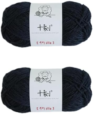 Cotton, Bamboo,Linen Blended Yarn 2 Skeins 50g/1.76oz- 14 Navy Blue