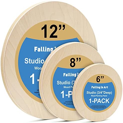 Falling in Art 3 Pack 6, 8, and 12" Unfinished Round Birch Wood Panels