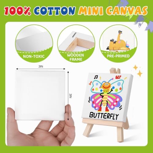 ESRICH 36 Set Mini Canvas Painting Kit, 3x3in Mini Paint Set