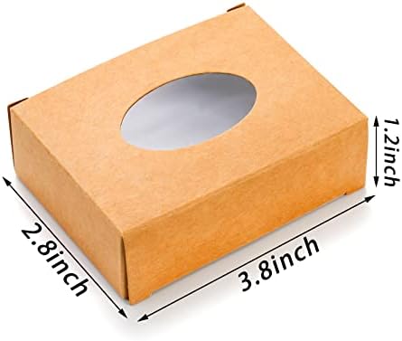 SOUJOY 100Pcs Soap Boxes with Window, Rectangle Kraft Box for Handmade Soap | Bulk Quantity Boxes with Clear Window for Business, Easy to Assemble, Perfect for Soap, Bakery, Candy, Jewelry, Treats