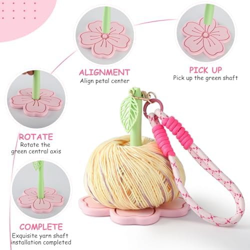 RSRIHE Portable Wrist Yarn Holder- 3D Printed Sakura Crochet Holder for Knitting. Perfect for Travel and on-The-go Crocheting. Comfortable Handmade Tool for Yarn Lovers